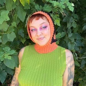 Orange and Black Acrylic Skull Balaclava